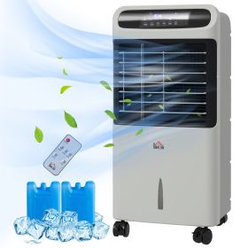 3-In-1 Ice Cooling Fan, Mobile Evaporative Air Cooler with Remote, Timer, Oscillating for Home Office, Bedroom, Gray