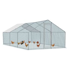 5.4*2.7*2m/18.7x8.8x6.5 ft Silver Spire Assembled 180g PE Rain Cloth Metal Chicken/Rabbit Cage