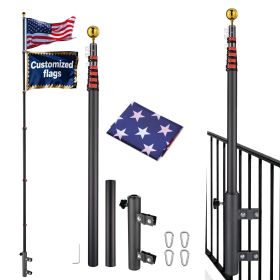 20-Ft Telescoping Flag Pole Black with Ladder Mount Holder