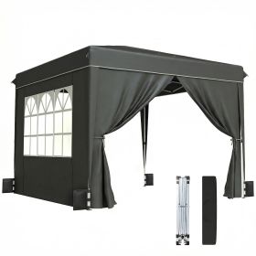 10 x 10 ft Pop Up Canopy Tent with Sidewalls, UPF50+ Outdoor Portable Instant Canopy Shelter with Carry Bag, Black