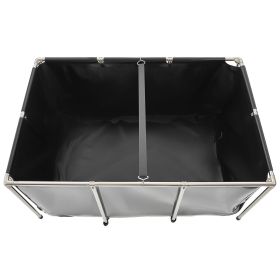 Canvas Fish Pond, 270 Gal Above Ground Fish Pond, PVC Koi Tank with Clear Viewing Panel