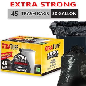 45 Pieces Puncture Tear Resistant Trash Bags, 30 Gallon Capacity, Multipurpose Cleaning Supplies For Industrial, Garden, Home
